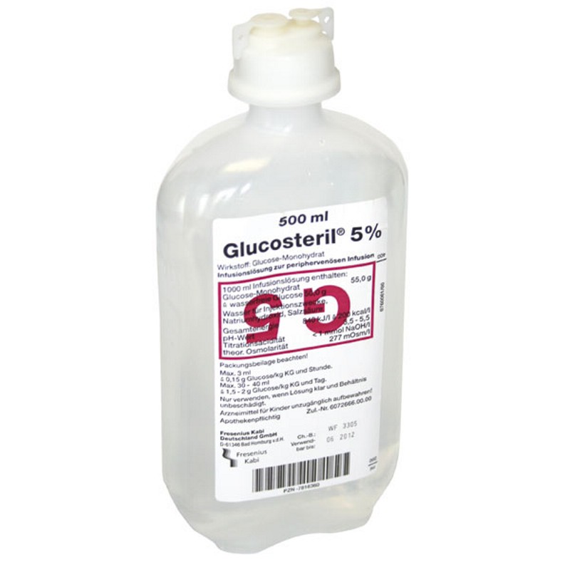 Glucose Lösung 5% 500 ml, Kunststoff-Flasche (10 Stück)